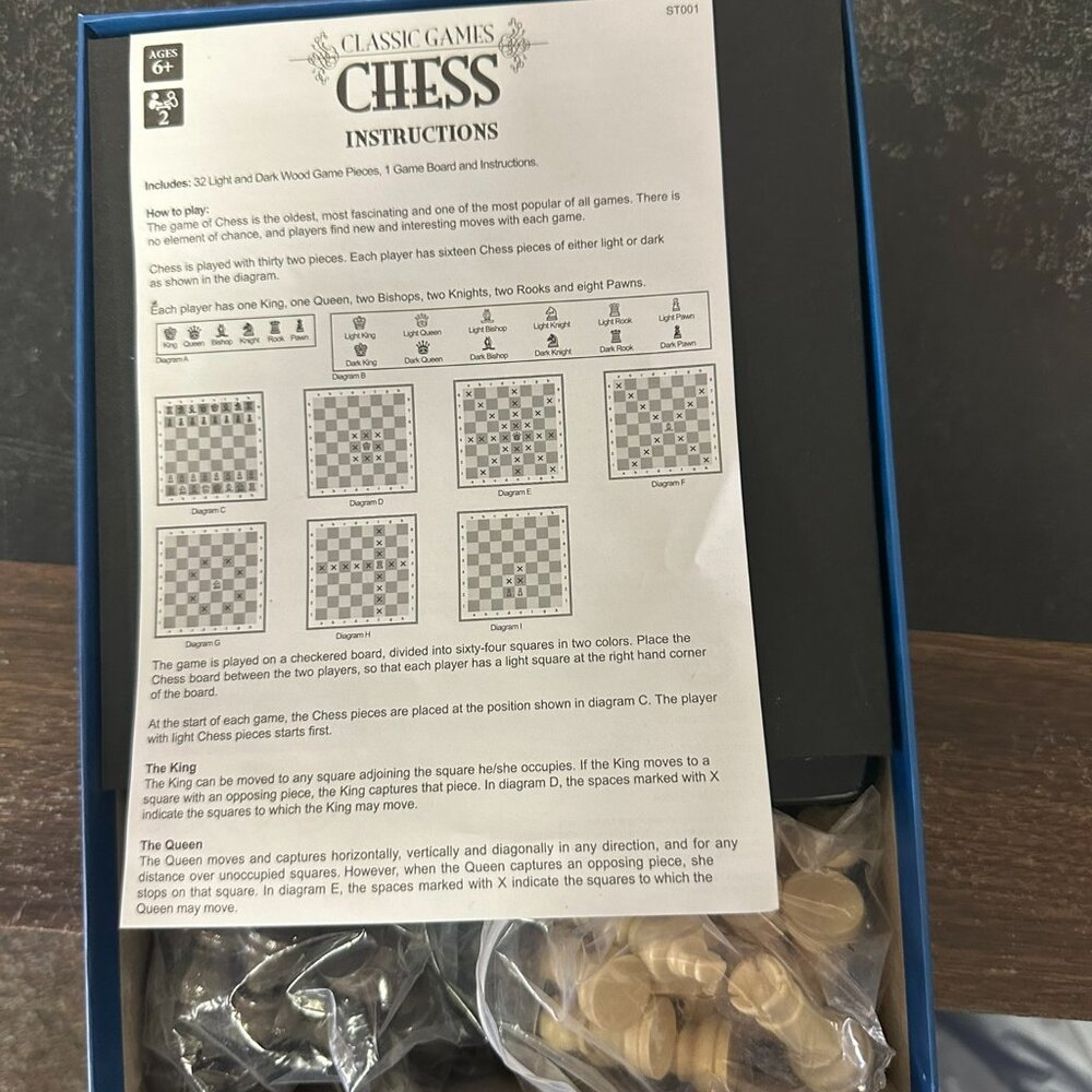 Classic Games Wooden Chess Set – Complete, New - Picture 2 of 3